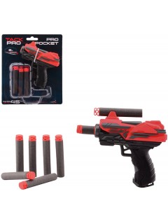 PISTOLET ENFANT MINI JOHNTOY 11CM + 6 FLÈCHES ROUGE/NOIR