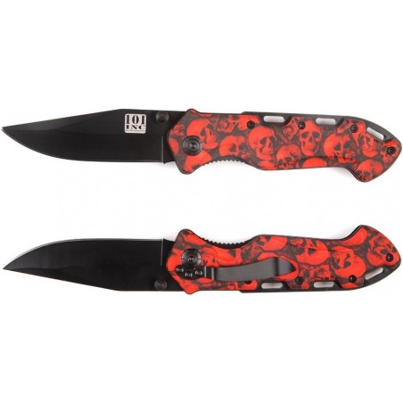 COUTEAU 101 INC SKULL + CLIP NOIR/ROUGE (016948)