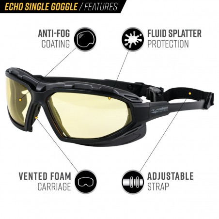 LUNETTES DE PROTECTION VALKEN V-TAC ECHO SIMPLE JAUNE