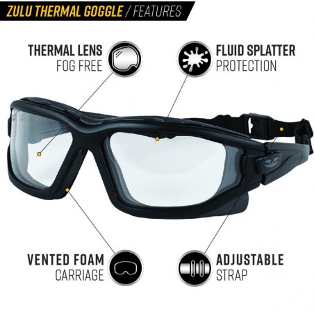 LUNETTES DE PROTECTION VALKEN V-TAC ZULU THERMAL CLEAR (Slim Fit)