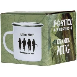 TASSE EN ÉMAIL FOSTEX COFFEE FIRST BLANC (300ml)