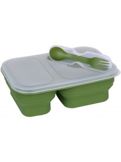 BOÎTE REPAS PLIABLE + COUVERTS FOSCO EN SILICONE VERT