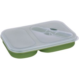 BOÎTE REPAS PLIABLE + COUVERTS FOSCO EN SILICONE VERT