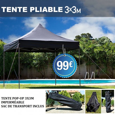 TENTE PLIABLE MULTIPLAY BASIC ACIER ROUGE (3x3m)