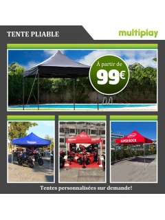 TENTE PLIABLE MULTIPLAY BASIC ACIER ROUGE (3x3m)