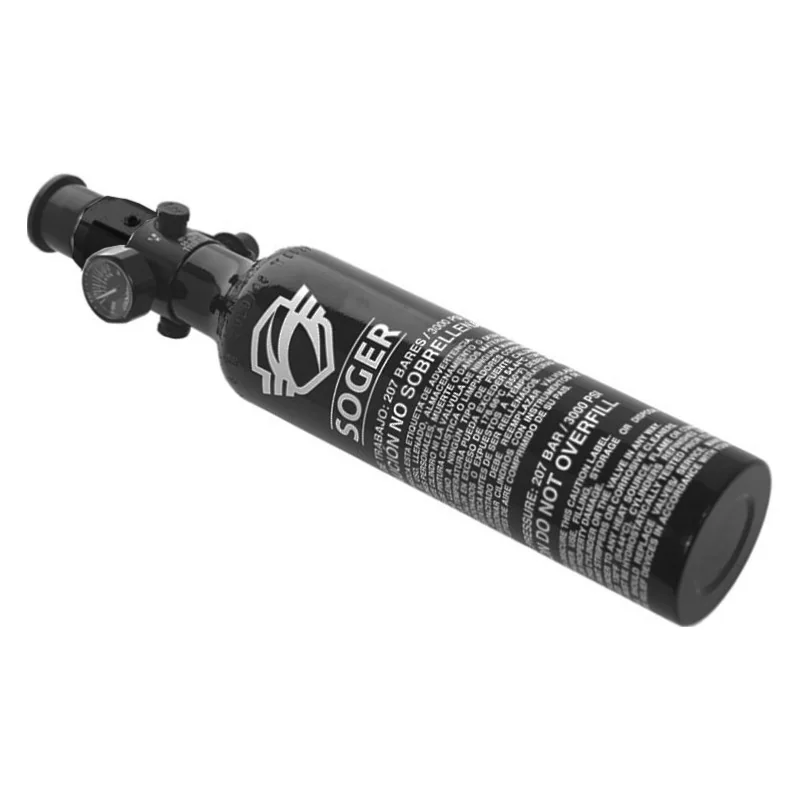 BOUTEILLE AIR SOGER ALU 0.2L + RÉGULATEUR 3000 PSI HP (tête alu)