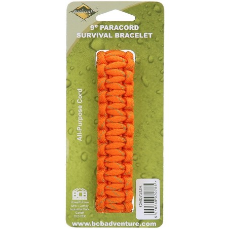 BRACELET DE SURVIE BCB EN PARACORDE 9" ORANGE (CLIP PLASTIQUE)