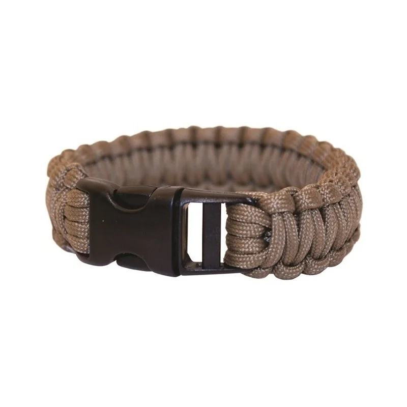 BRACELET DE SURVIE BCB EN PARACORDE 9" COYOTE (CLIP PLASTIQUE)