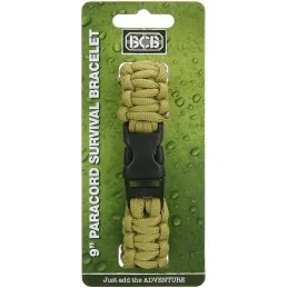 BRACELET DE SURVIE BCB EN PARACORDE 9" COYOTE (CLIP PLASTIQUE)