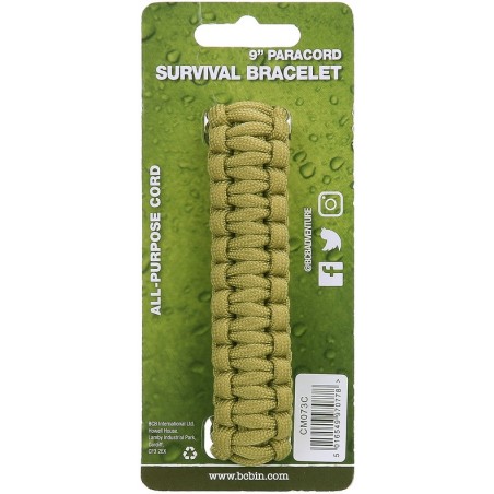 BRACELET DE SURVIE BCB EN PARACORDE 9" COYOTE (CLIP PLASTIQUE)