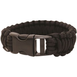 BRACELET DE SURVIE BCB EN PARACORDE 9" NOIR (CLIP PLASTIQUE)