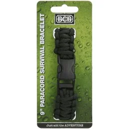 BRACELET DE SURVIE BCB EN PARACORDE 9" NOIR (CLIP PLASTIQUE)