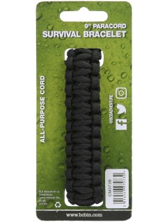 BRACELET DE SURVIE BCB EN PARACORDE 9" NOIR (CLIP PLASTIQUE)