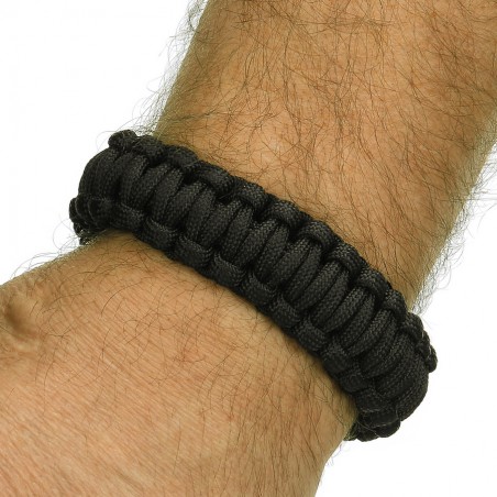 BRACELET DE SURVIE BCB EN PARACORDE 9" NOIR (CLIP PLASTIQUE)