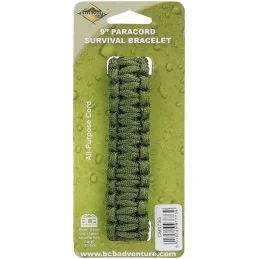 BRACELET DE SURVIE BCB EN PARACORDE 9" VERT (CLIP PLASTIQUE)