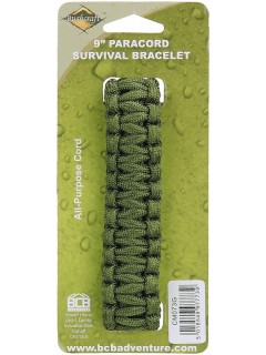 BRACELET DE SURVIE BCB EN PARACORDE 9" VERT (CLIP PLASTIQUE)