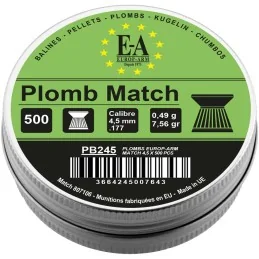 PLOMBS EUROP-ARM MATCH À TÊTE PLATE CAL. 4,5 mm (boîte de 500)