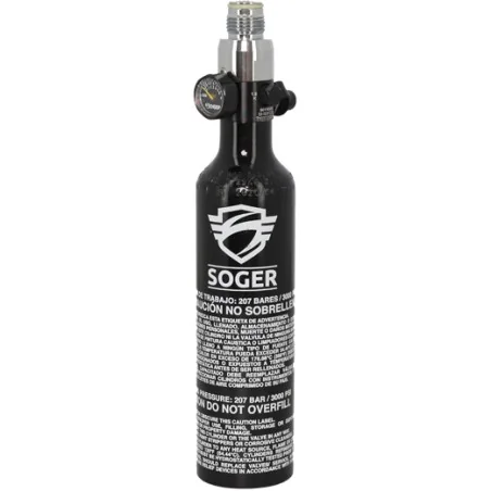 BOUTEILLE AIR SOGER ALU 0.2L + RÉGULATEUR 3000 PSI HP (tête acier)