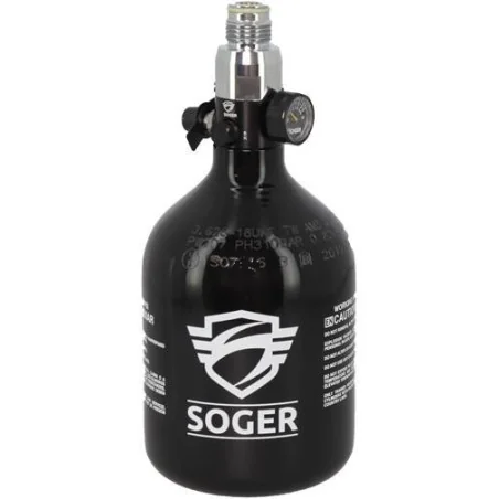 BOUTEILLE AIR SOGER ALU 0.4L + RÉGULATEUR 3000 PSI HP (tête acier)