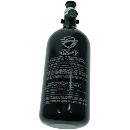 BOUTEILLE AIR SOGER ALU 0.8L + RÉGULATEUR 3000 PSI HP (tête acier)