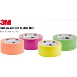 RUBAN ADHÉSIF TEXTILE EXTRA-FORT 3M FLUO ROSE (5cm x 15m)