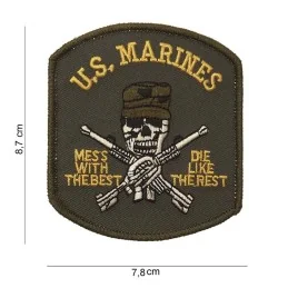 PATCH TISSU 101 INC U.S. MARINES (Crâne/Fusils/Casquette) VERT