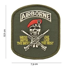 PATCH TISSU 101 INC AIRBORNE (Crâne/Fusils/Béret) VERT