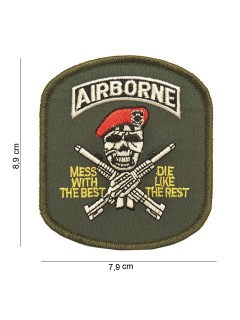 PATCH TISSU 101 INC AIRBORNE (Crâne/Fusils/Béret) VERT