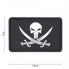 PATCH PVC 3D VELCRO 101 INC PUNISHER PIRATE NOIR