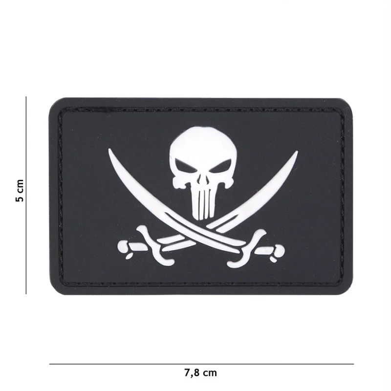 PATCH PVC 3D VELCRO 101 INC PUNISHER PIRATE NOIR