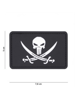 PATCH PVC 3D VELCRO 101 INC PUNISHER PIRATE NOIR