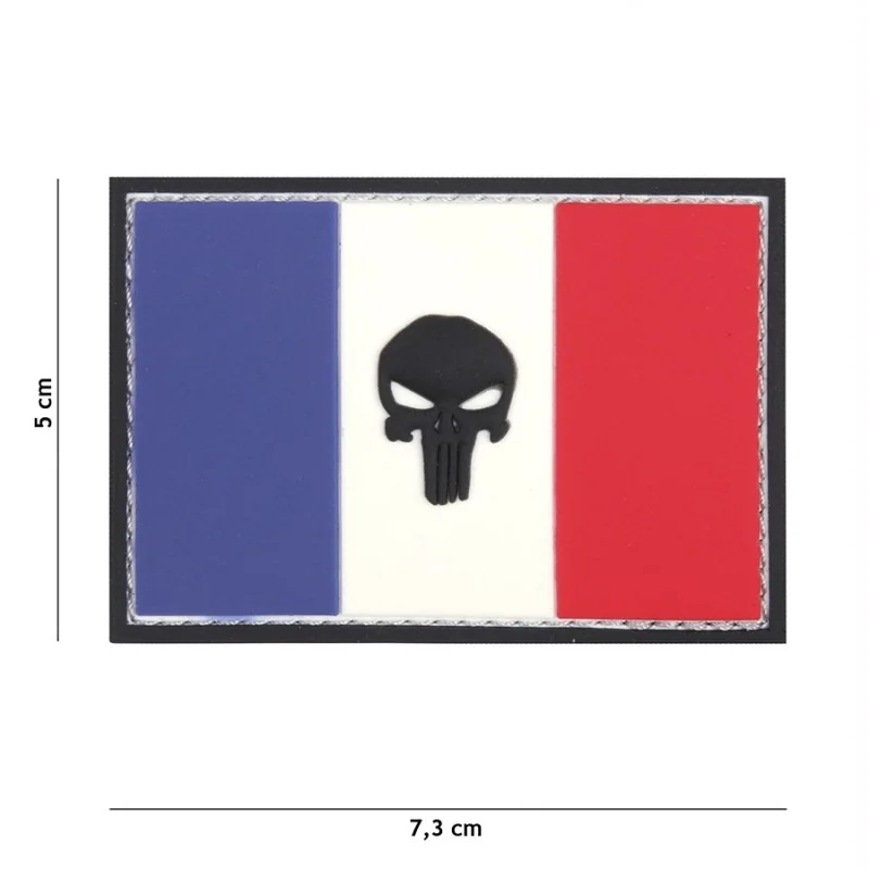 PATCH PVC 3D VELCRO 101 INC DRAPEAU FRANCE + PUNISHER