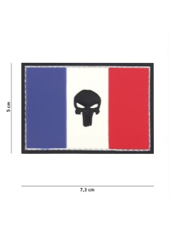 PATCH PVC 3D VELCRO 101 INC DRAPEAU FRANCE + PUNISHER