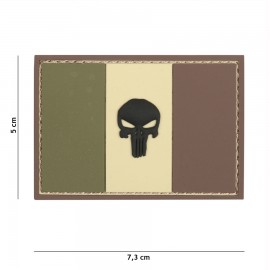 PATCH PVC 3D VELCRO 101 INC DRAPEAU FRANCE + PUNISHER CAMOUFLAGE (BASSE VISIBILITÉ)