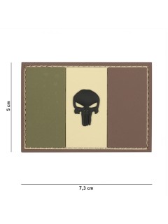 PATCH PVC 3D VELCRO 101 INC DRAPEAU FRANCE + PUNISHER CAMOUFLAGE (BASSE VISIBILITÉ)