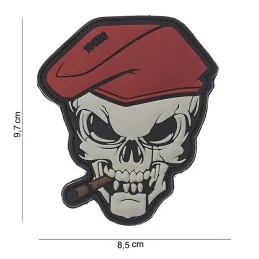 PATCH PVC 3D VELCRO 101 INC SKULL CIGARE (avec béret rouge)