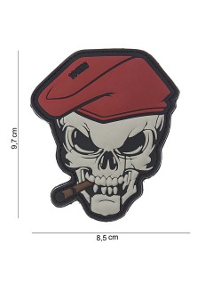 PATCH PVC 3D VELCRO 101 INC SKULL CIGARE (avec béret rouge)