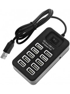 CHARGEUR RAPIDE DE BATTERIE 10 PORTS USB 2.0 NOIR (P-1603)