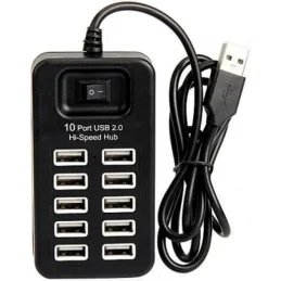 CHARGEUR RAPIDE DE BATTERIE 10 PORTS USB 2.0 NOIR (P-1603)