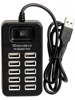 CHARGEUR RAPIDE DE BATTERIE 10 PORTS USB 2.0 NOIR (P-1603)