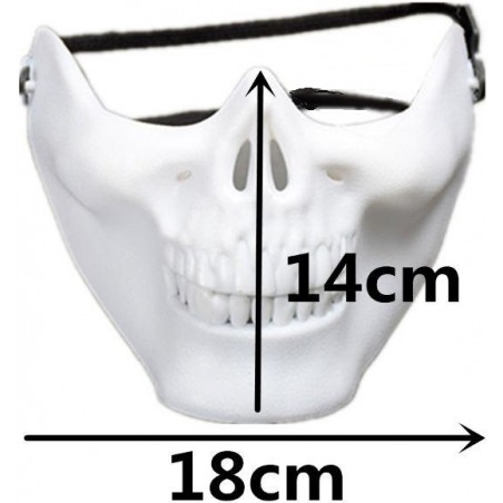 DEMI-MASQUE FACIAL SKULL BLANC