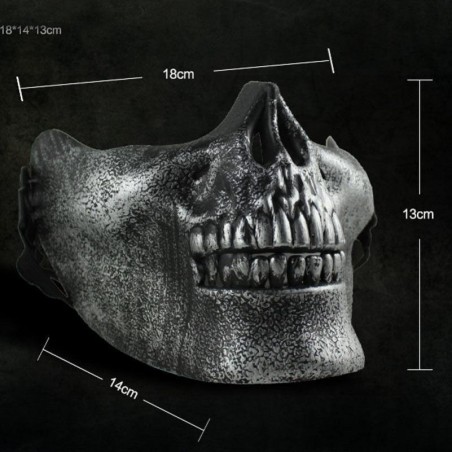 DEMI-MASQUE FACIAL SKULL ARGENT