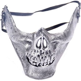 DEMI-MASQUE FACIAL SKULL ARGENT