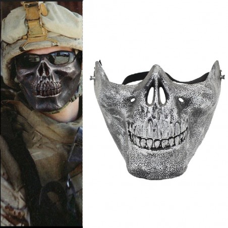 DEMI-MASQUE FACIAL SKULL ARGENT