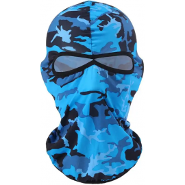 CAGOULE POLYESTER 2 TROUS CAMOUFLAGE BLEU BRILLANT