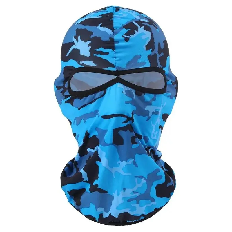 CAGOULE POLYESTER 2 TROUS CAMOUFLAGE BLEU BRILLANT