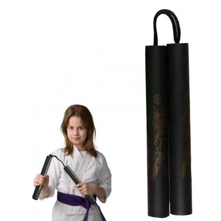 NUNCHAKU D'ENTRAINEMENT DRAGON MOUSSE EVA ET CORDE NOIR