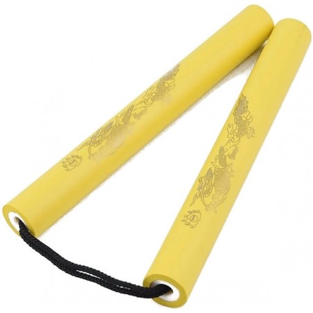 NUNCHAKU D'ENTRAINEMENT DRAGON MOUSSE EVA ET CORDE JAUNE