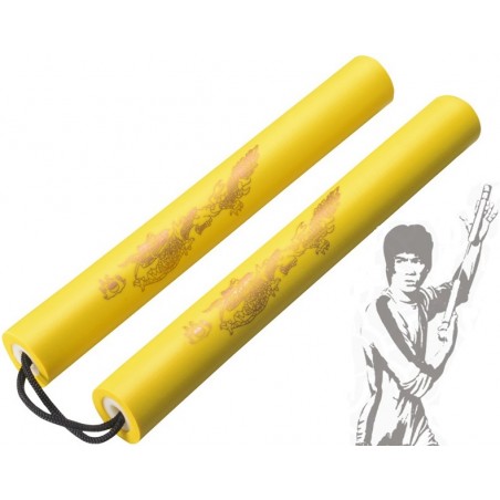 NUNCHAKU D'ENTRAINEMENT DRAGON MOUSSE EVA ET CORDE JAUNE