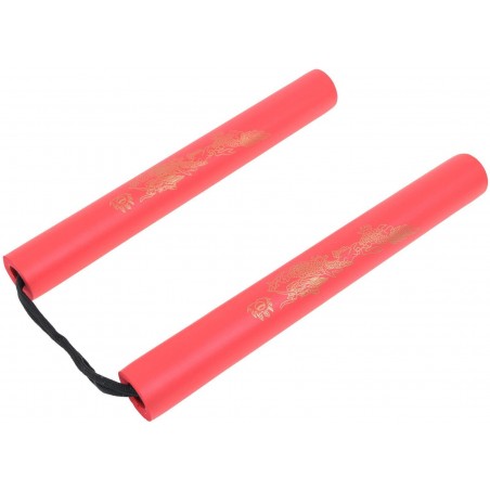 NUNCHAKU D'ENTRAINEMENT DRAGON MOUSSE EVA ET CORDE ROUGE